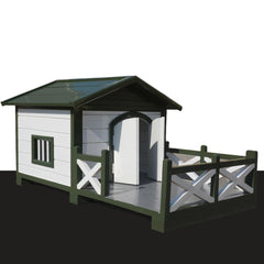 Custom Luxury Dog House with Spacious Porch Deck and Built-In Air Conditioning - Kennel