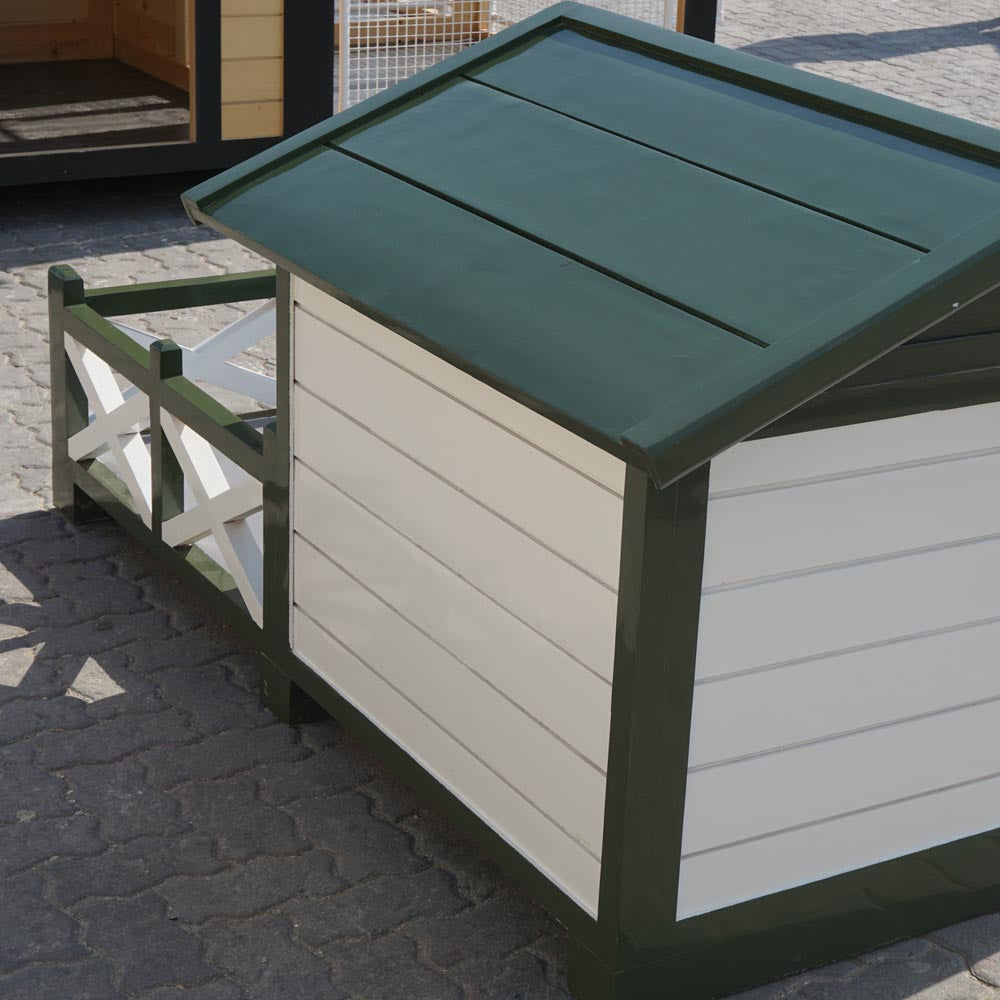 Custom Luxury Dog House with Spacious Porch Deck and Built-In Air Conditioning - Kennel