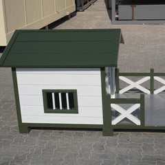 Custom Luxury Dog House with Spacious Porch Deck and Built-In Air Conditioning - Kennel